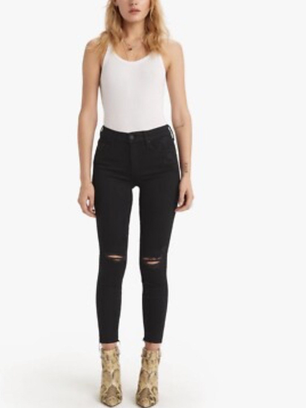 MOTHER Looker Ankle Fray Guilty as Sun Black Ripped Ankle Skinny Jeans size 25